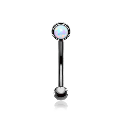 Blackline Fire Opal Press Fit Sparkle Curved Barbell-White Opal