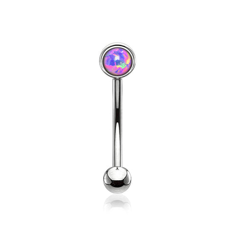 Fire Opal Press Fit Sparkle Curved Barbell-Purple Opal