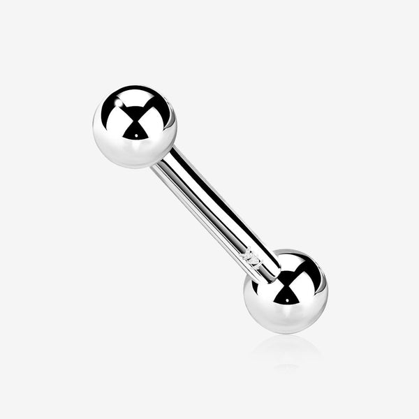 14 Karat White Gold OneFit Threadless Ball Top Barbell