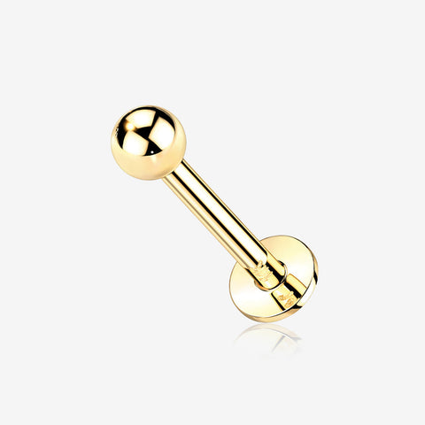 14 Karat Gold OneFit Threadless Ball Top Flat Back Stud Labret