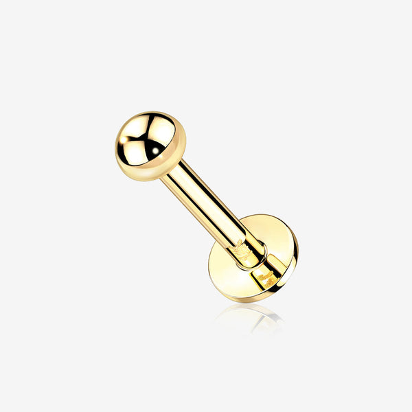 14 Karat Gold OneFit Threadless Dome Top Flat Back Stud Labret