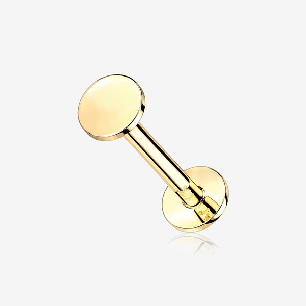 14 Karat Gold OneFit Threadless Flat Round Top Flat Back Stud Labret