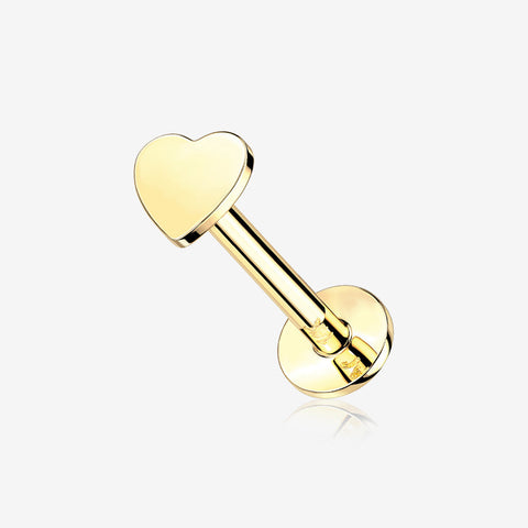 14 Karat Gold OneFit Threadless Flat Heart Top Flat Back Stud Labret