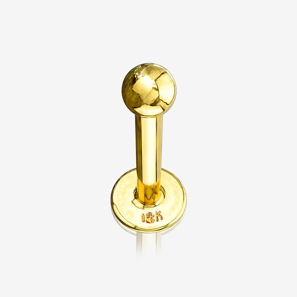 14 Karat Gold Ball Top Flat Back Stud Labret