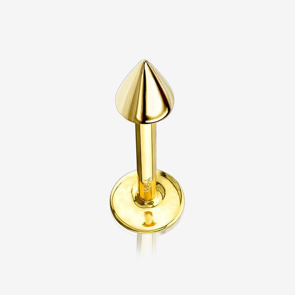 14 Karat Gold Spike Top Flat Back Stud Labret