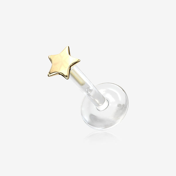 14 Karat Gold Star Plate Top Bio-Flex Labret