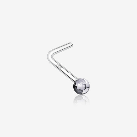 14 Karat White Gold Ball Top L-Shaped Nose Ring