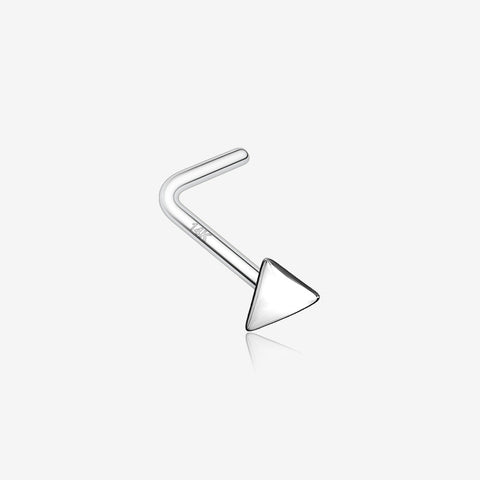 14 Karat White Gold Triangle Plate Top L-Shaped Nose Ring