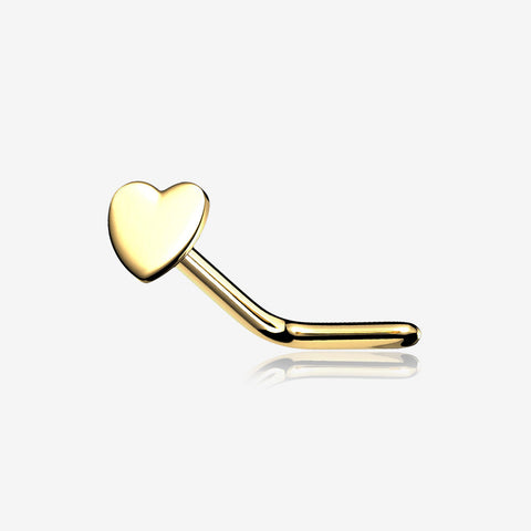 14 Karat Gold Flat Heart Top L-Shaped Nose Ring