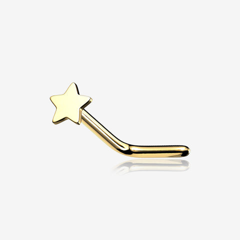 14 Karat Gold Flat Star Top L-Shaped Nose Ring