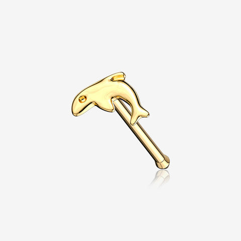 14 Karat Gold Dolphin Nose Stud Ring