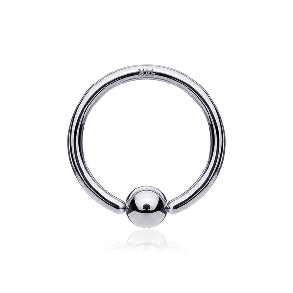 14 Karat White Gold Ball End CBR Style Bendable Hoop Ring