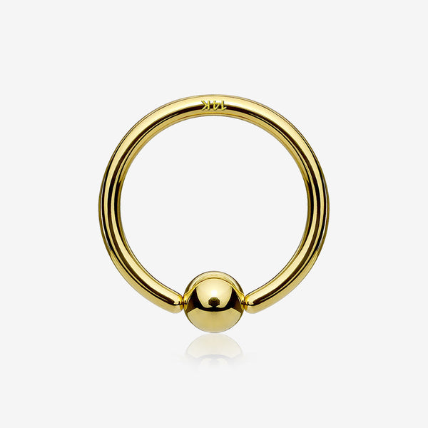 14 Karat Gold Ball End CBR Style Bendable Hoop Ring