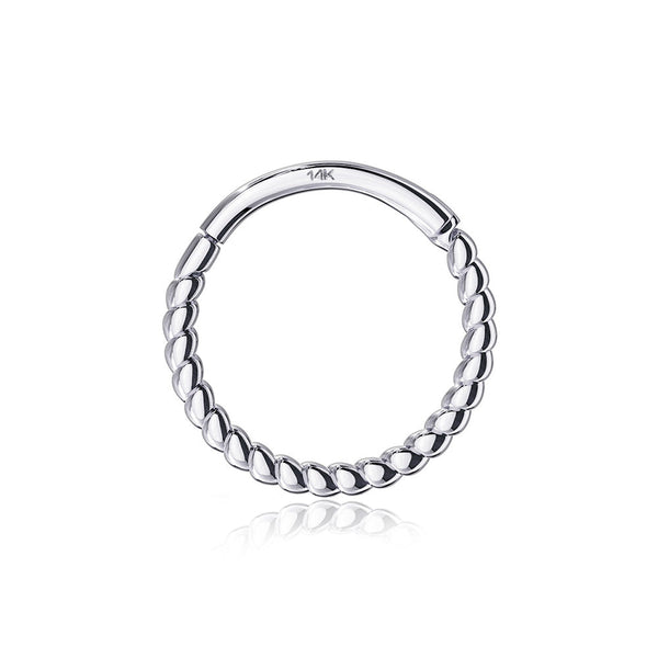 14 Karat White Gold Classic Rope Clicker Hoop Ring