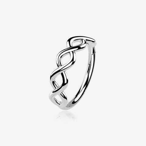 14 Karat White Gold Infinity Weaved Loop Seamless Clicker Hoop Ring