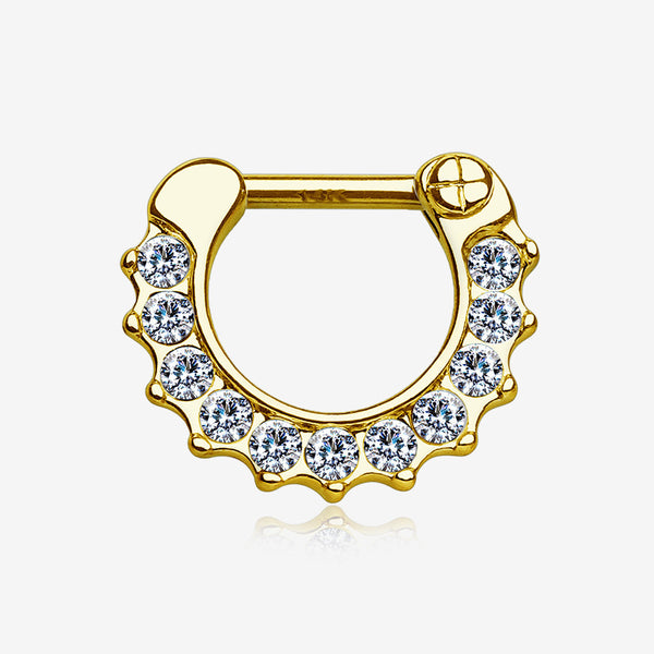 14 Karat Gold Sparkle Multi-Gem Clicker Hoop Ring