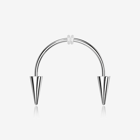 Vampire Fangs Smiley Piercing Spike Horseshoe Barbell with O-Rings