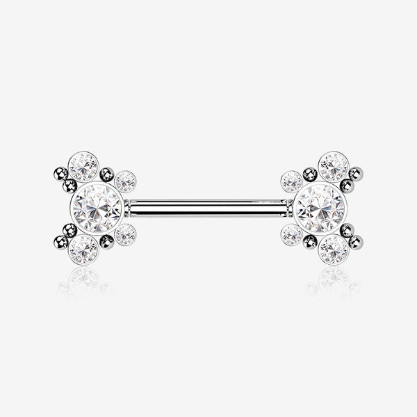 A Pair of Butterfly Sparkle Multi-Gem Threadless Nipple Barbell-Clear Gem