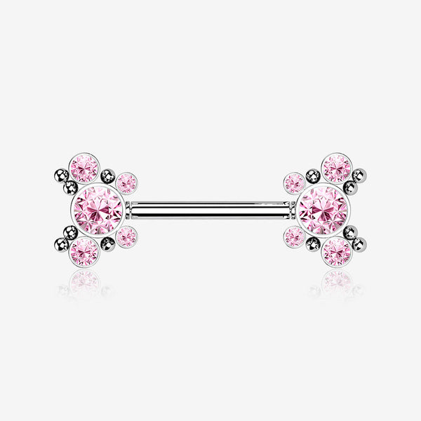 A Pair of Butterfly Sparkle Multi-Gem Threadless Nipple Barbell-Pink