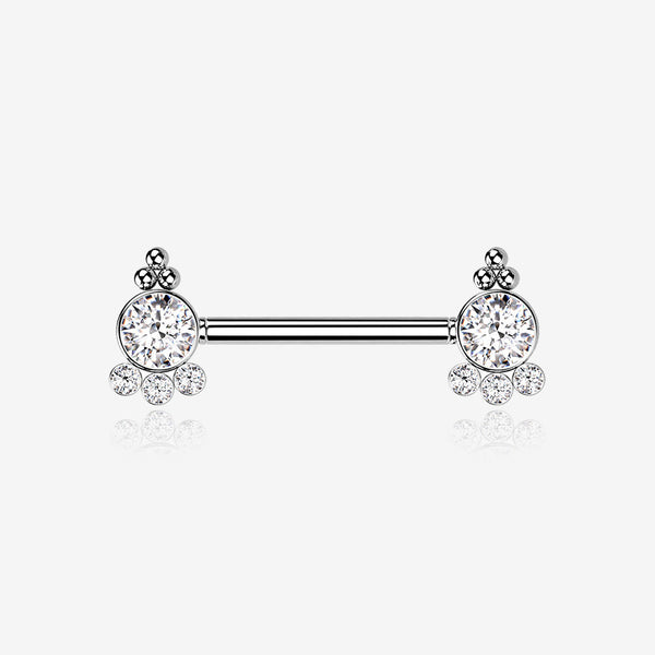 A Pair of Royal Bali Sparkle Beads Threadless Nipple Barbell-Clear Gem