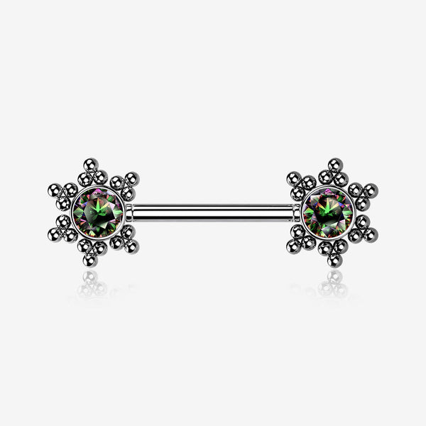 A Pair of Bali Star Sparkle Threadless Nipple Barbell-Vitrail Medium