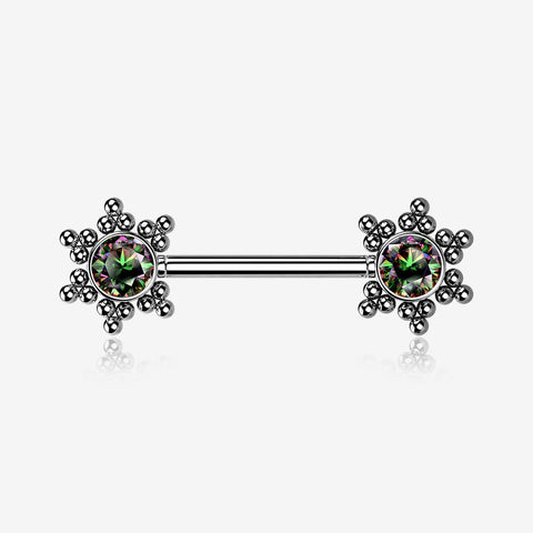 A Pair of Bali Star Sparkle Threadless Nipple Barbell-Vitrail Medium