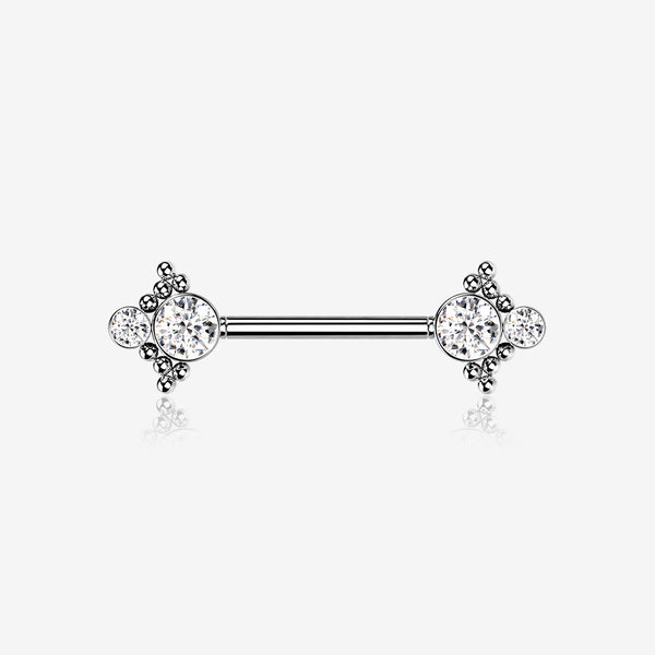 A Pair of Bali Divinity Sparkle Threadless Nipple Barbell-Clear Gem