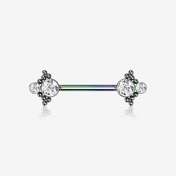 A Pair of Colorline Bali Divinity Sparkle Threadless Nipple Barbell-Clear Gem