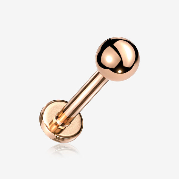 Rose Gold Basic Ball Top Threadless Push-In Steel Labret