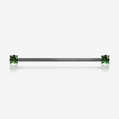 Implant Grade Titanium Blackline OneFit Threadless Prong Gem Sparkle Industrial Barbell-Vitrail Medium