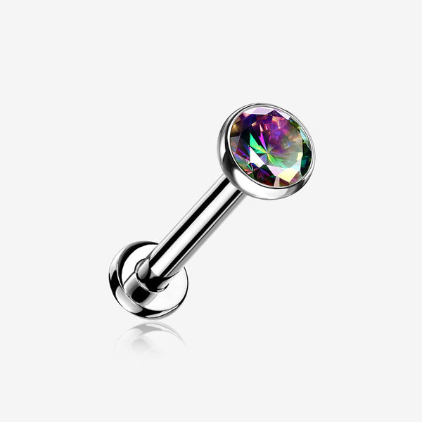 Implant Grade Titanium OneFit Threadless Gem Bezel Set Top Flat Back Stud Labret-Vitrail Medium