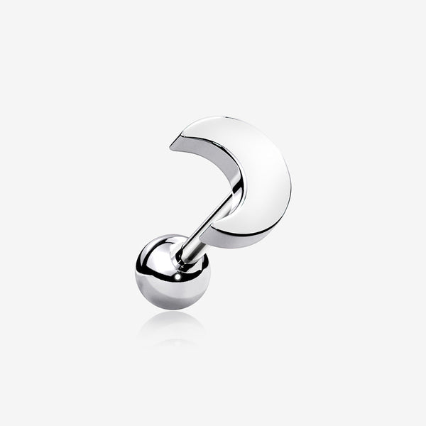 Flat Crescent Moon Top Cartilage Tragus Barbell Earring