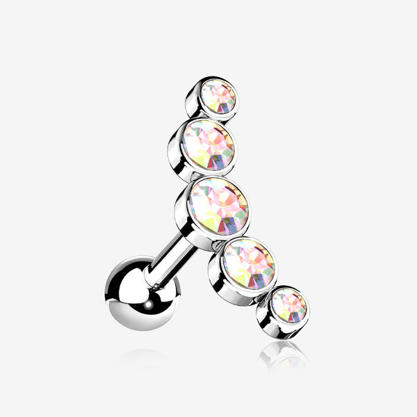 Journey Sparkle Curve Cartilage Tragus Barbell Earring-Aurora Borealis