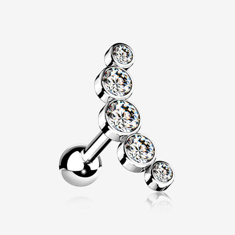 Journey Sparkle Curve Cartilage Tragus Barbell Earring-Clear Gem