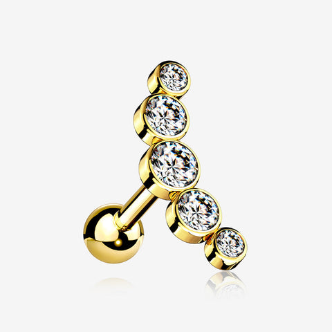 Golden Journey Sparkle Curve Cartilage Tragus Barbell Earring-Clear Gem