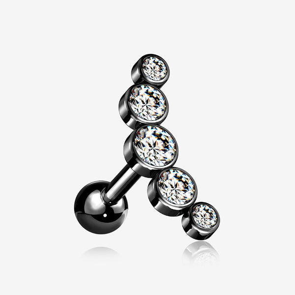 Blackline Journey Sparkle Curve Cartilage Tragus Barbell Earring-Clear Gem