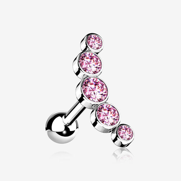 Journey Sparkle Curve Cartilage Tragus Barbell Earring-Pink