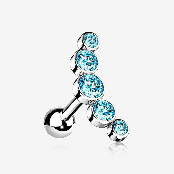 Journey Sparkle Curve Cartilage Tragus Barbell Earring-Aqua