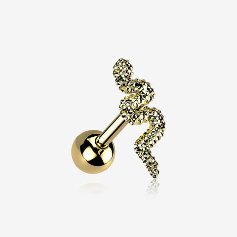 Golden Snake Swiggle Steel Cartilage Tragus Barbell Stud