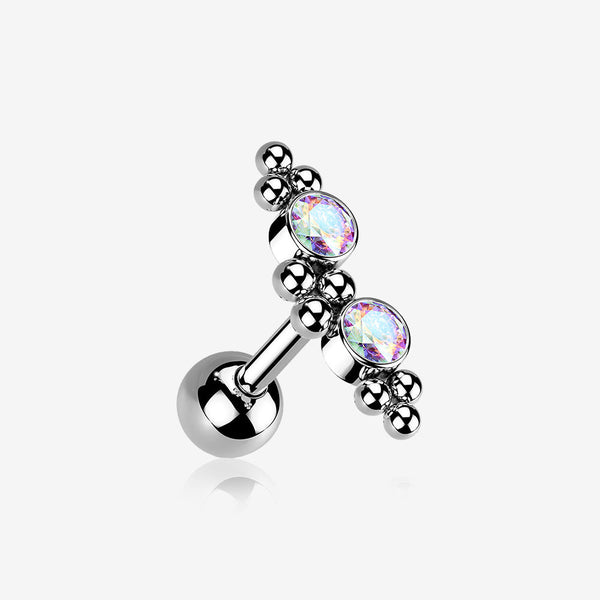 Bali Beads Arch Sparkle Cartilage Tragus Barbell Stud-Aurora Borealis