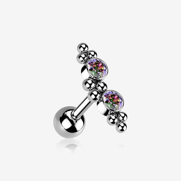 Bali Beads Arch Sparkle Cartilage Tragus Barbell Stud-Vitrail Medium