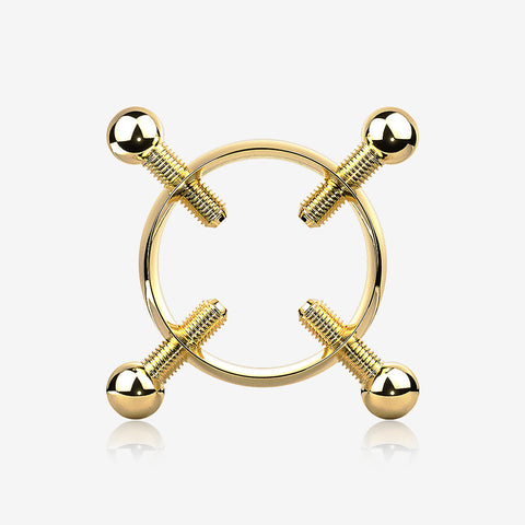 Golden Non-Piercing Adjustable Screw Clamp Nipple Ring