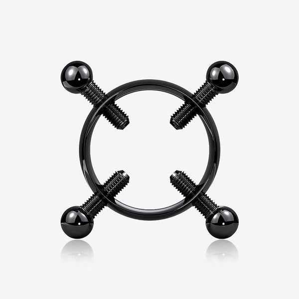 Blackline Non-Piercing Adjustable Screw Clamp Nipple Ring