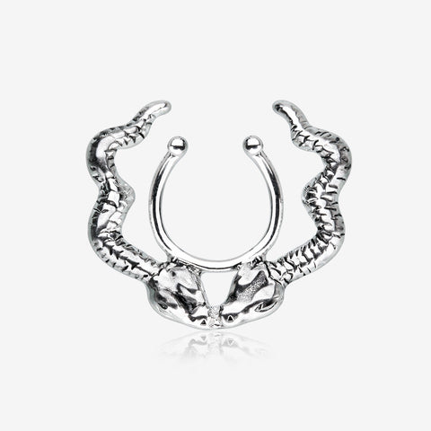 Double Snake Serpent Clip On Non-Piercing Nipple Shield Ring