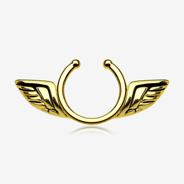 Golden Angel Wings Clip On Non-Piercing Nipple Shield Ring