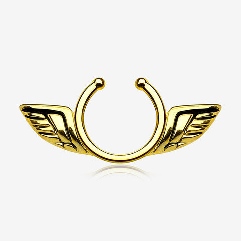 Golden Angel Wings Clip On Non-Piercing Nipple Shield Ring