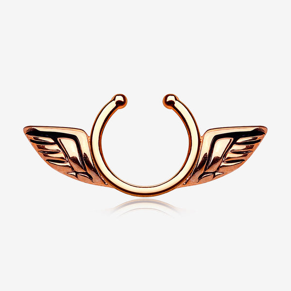 Rose Gold Angel Wings Clip On Non-Piercing Nipple Shield Ring