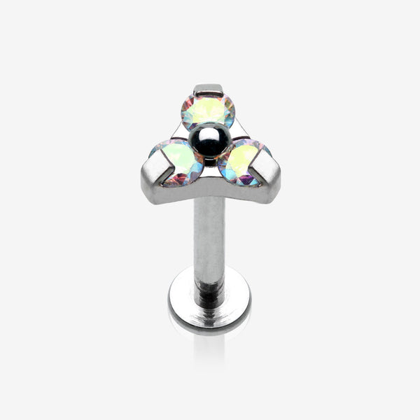 Trinity Sparkle Internally Threaded Steel Labret-Aurora Borealis