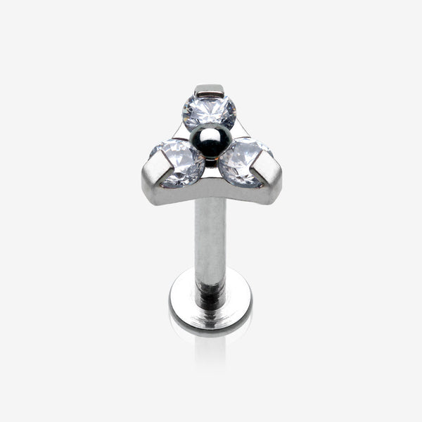 Trinity Sparkle Internally Threaded Steel Labret-Clear Gem