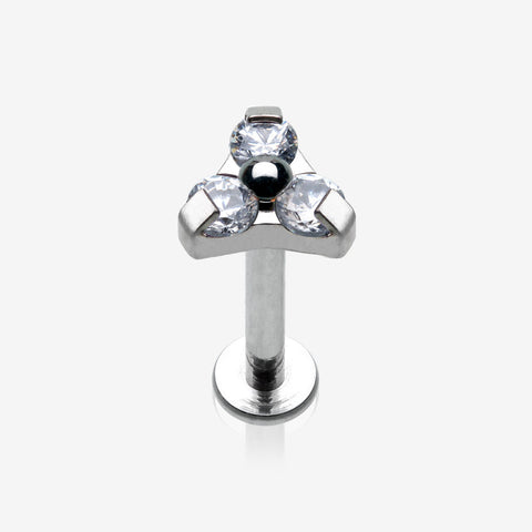 Trinity Sparkle Internally Threaded Steel Labret-Clear Gem